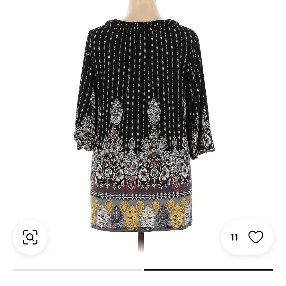 Style & Co. Black Multicolor Patterned Tunic Top - Picture 2 of 2